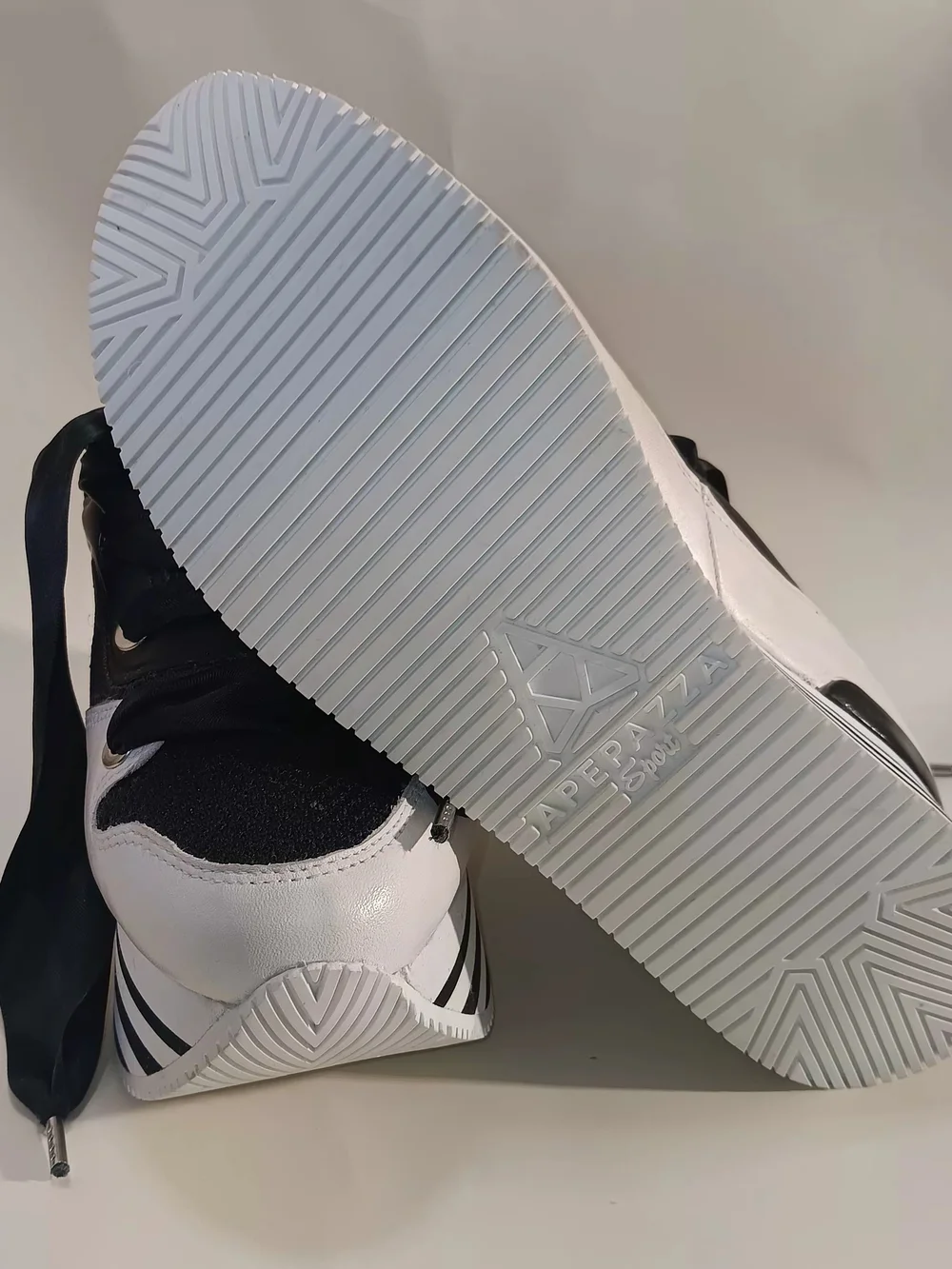 Apepazza Black and White Striped Platform Sneakers New W/ Defect